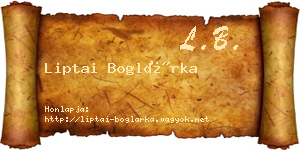 Liptai Boglárka névjegykártya